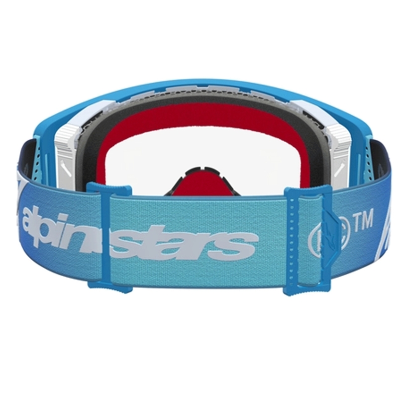 Alpinestars Supertech Dura Air Fluid sini-hopea motocrossilasit kirkkaalla pleksilasilla