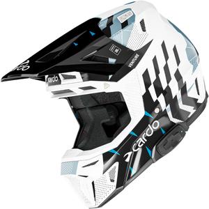 Motocross-kypärä intercomilla Cardo Venture valkoinen-musta-sininen