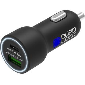 Quad Lock® 48W USB-C PD + USB-A QC 3.0 Autolaturi Musta