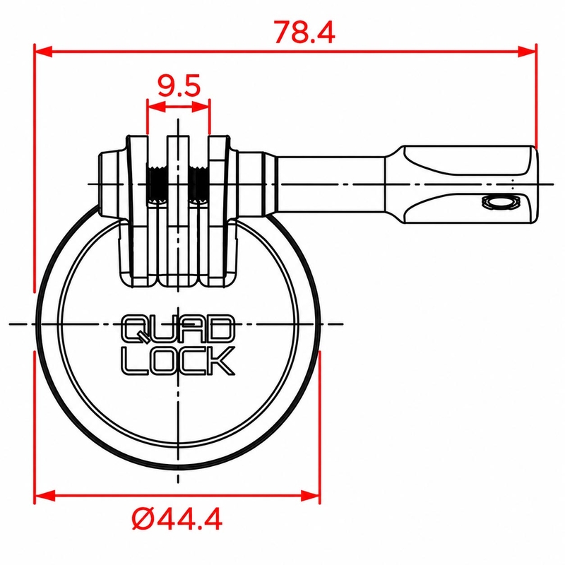 Quad Lock® -action-kamerasovitin - vakio GoPro musta