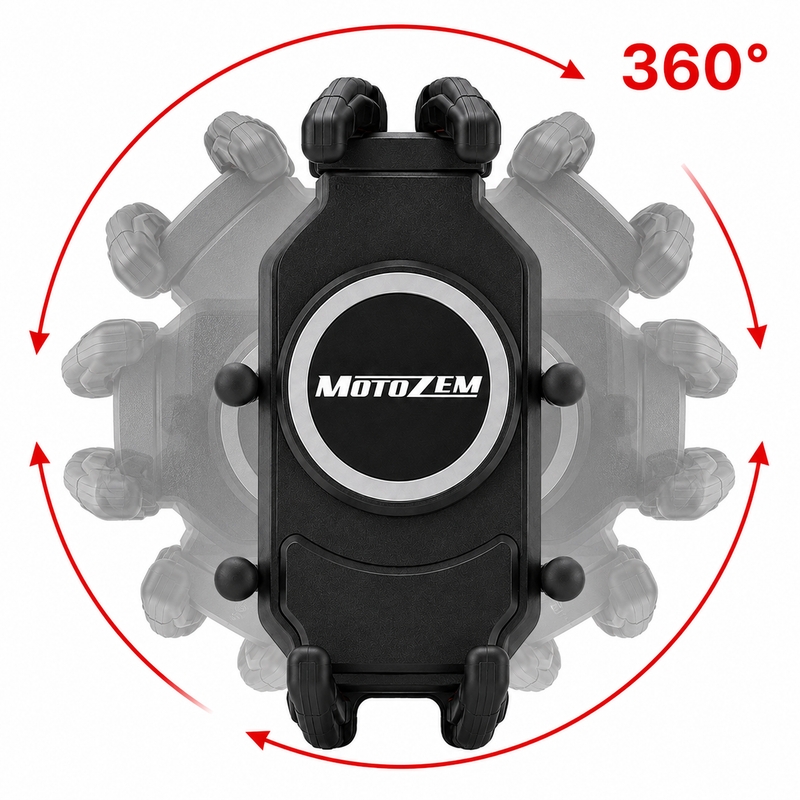 MotoZem Claw PRO tärinänvaimennuspidike langattomalla laturilla ja USB-C-liitännällä, musta