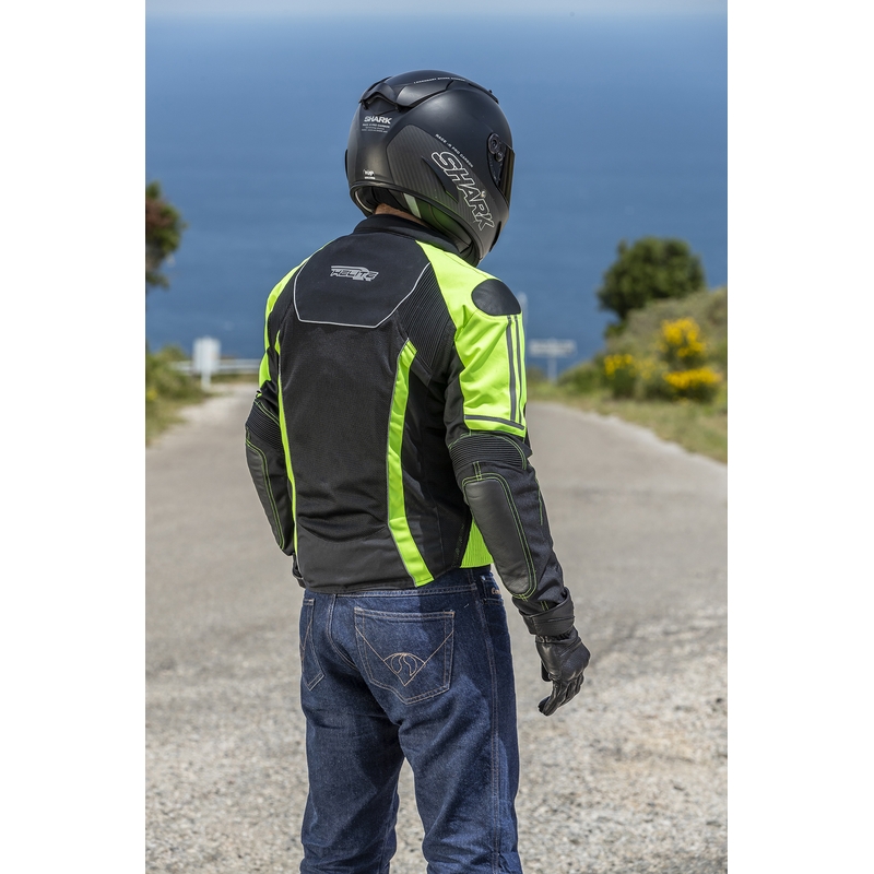 Airbag-takki HELITE Vented musta-fluokokeltainen