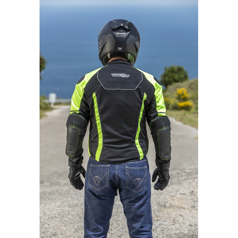 Airbag-takki HELITE Vented musta-fluokokeltainen