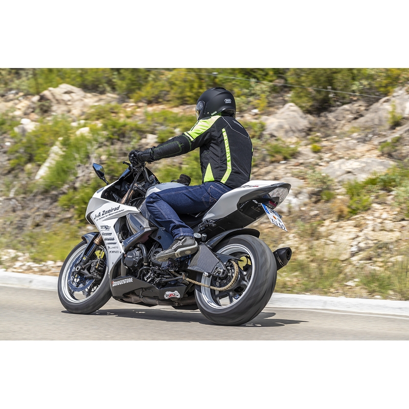 Airbag-takki HELITE Vented musta-fluokokeltainen