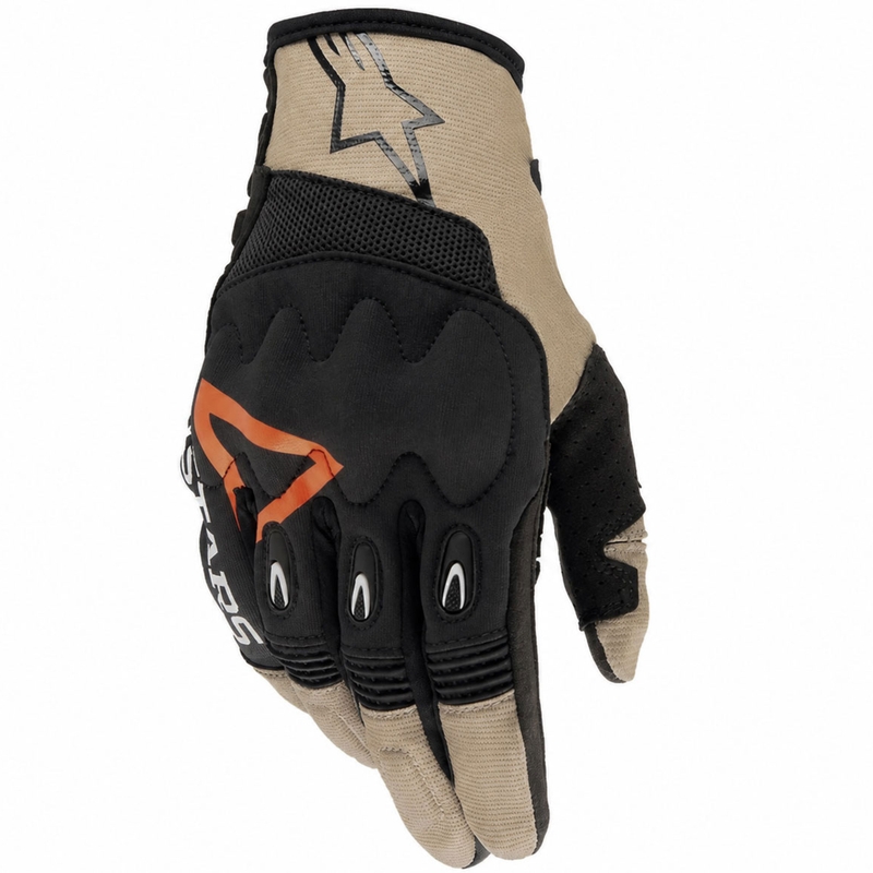 Alpinestars Techdura motocross käsineet musta-ruskea-fluo-punainen