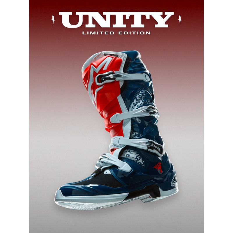 Alpinestars TECH 7 UNITY crossisaappaat puna-valko-siniset