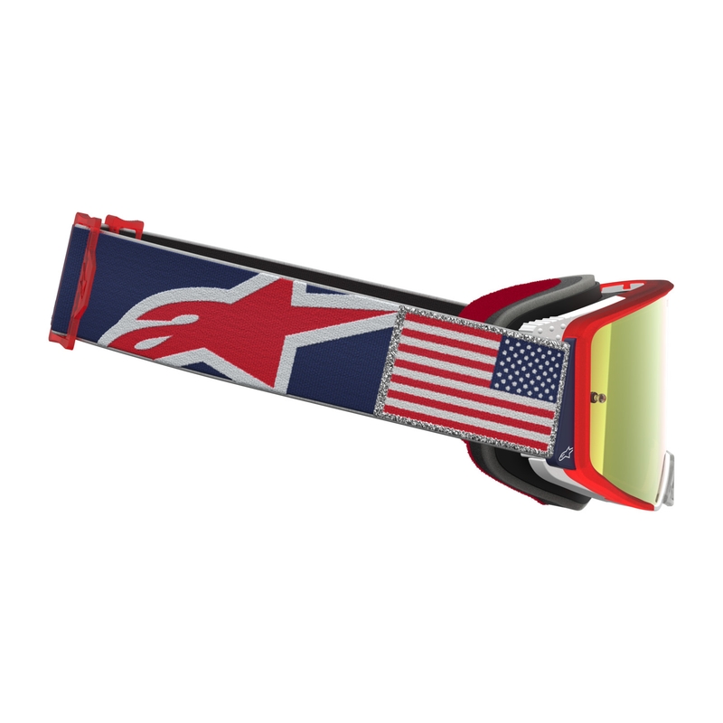 Alpinestars Supertech Fiftyfold crossilasit sini-puna-valkoiset peilipleksilasilla