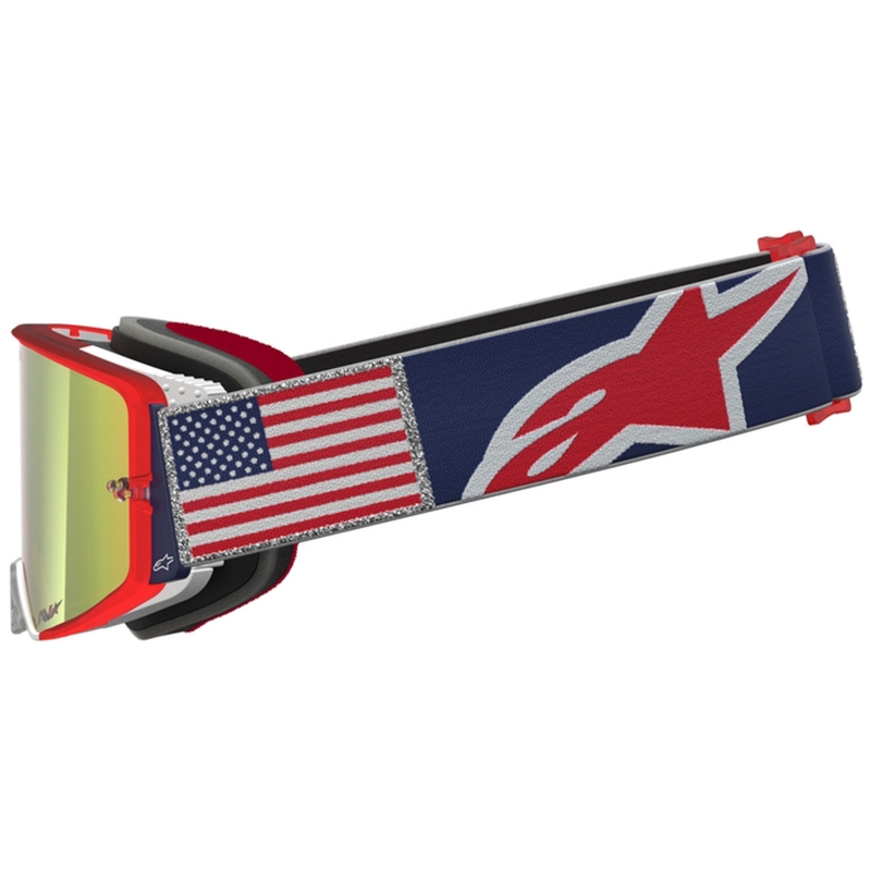 Alpinestars Supertech Fiftyfold crossilasit sini-puna-valkoiset peilipleksilasilla