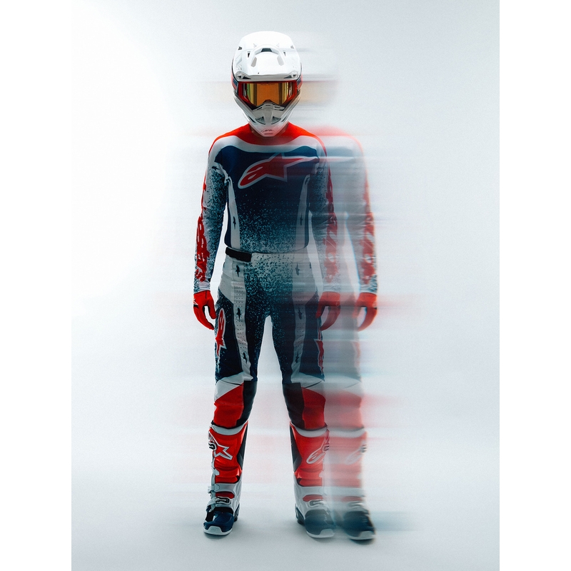 Alpinestars Techstar Limited Edition Unity Puna-Valko-Sininen Motocross Housut
