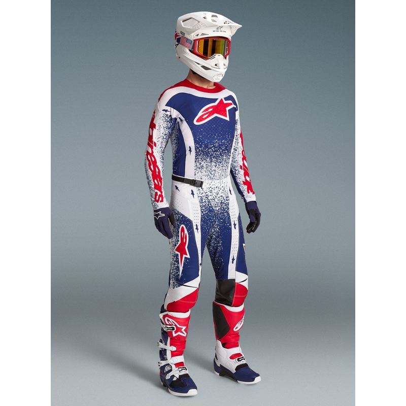 Alpinestars Techstar Limited Edition Unity Puna-Valko-Sininen Motocross Housut
