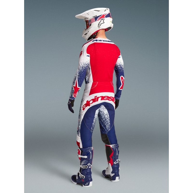 Alpinestars Techstar Limited Edition Unity Puna-Valko-Sininen Motocross Housut