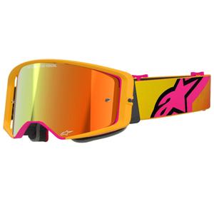 Alpinestars Supertech Corp motocrosslasit kelta-vaaleanpunaiset, peilattu punainen linssi