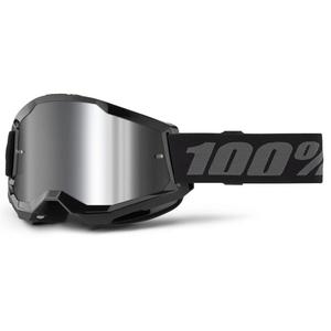 Motocross lasit 100% STRATA 2 Uusi musta (hopea plexi)