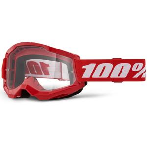 Motocross lasit 100% STRATA 2 Uusi punainen (kirkas pleksi)
