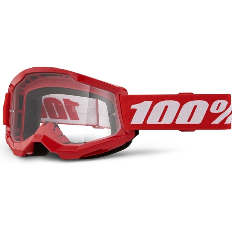 Motocross lasit 100% STRATA 2 Uusi punainen (kirkas pleksi)