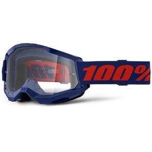 Motocross lasit 100% STRATA 2 Uusi tummansininen (kirkas pleksi)