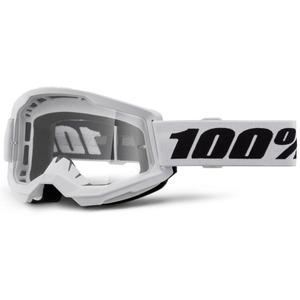 Motocross lasit 100% STRATA 2 Uusi valkoinen (kirkas pleksi)