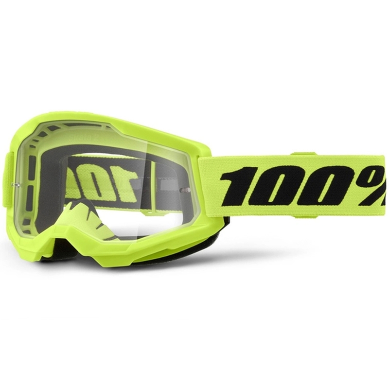 Motocross suojalasit 100% STRATA 2 Uusi fluo keltainen (kirkas pleksi)