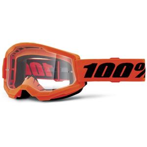 Motocross lasit 100% STRATA 2 Uusi oranssi (kirkas pleksi)