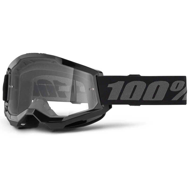 Motocross lasit 100% STRATA 2 Uusi musta (kirkas pleksi)