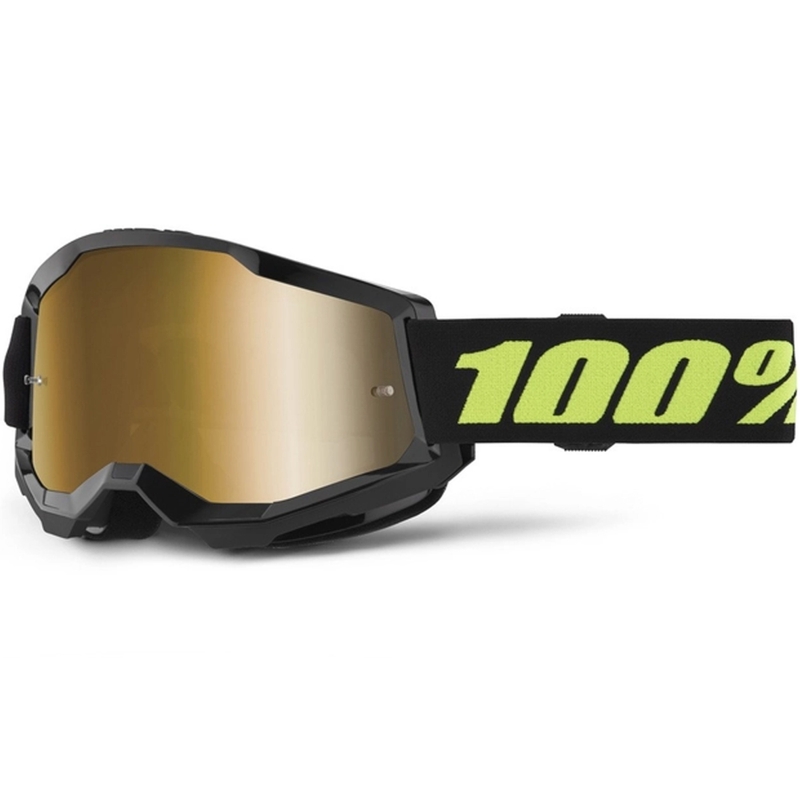 Motocross lasit 100% STRATA 2 Uusi Solar musta (kultainen pleksi)