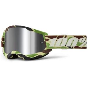 Motocross lasit 100% STRATA 2 New War Camo vihreä (hopea plexi)