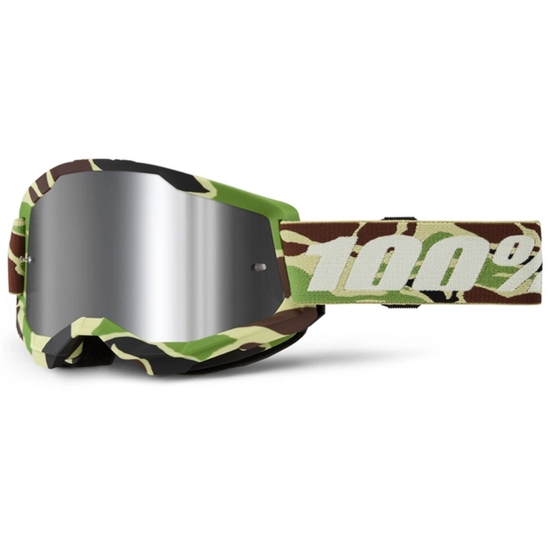 Motocross lasit 100% STRATA 2 New War Camo vihreä (hopea plexi)
