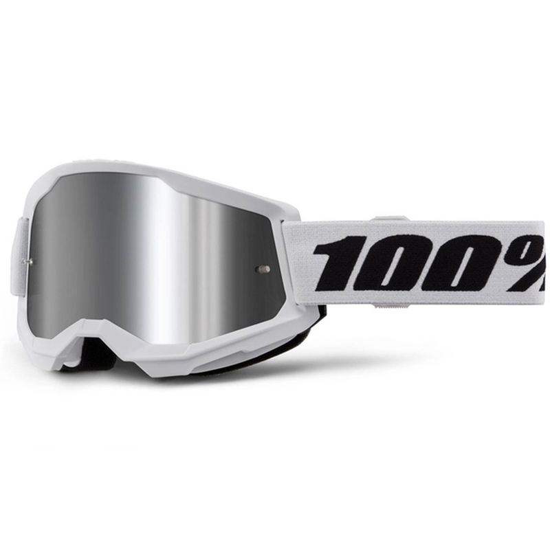 Motocross lasit 100% STRATA 2 Uusi valkoinen (hopea plexi)