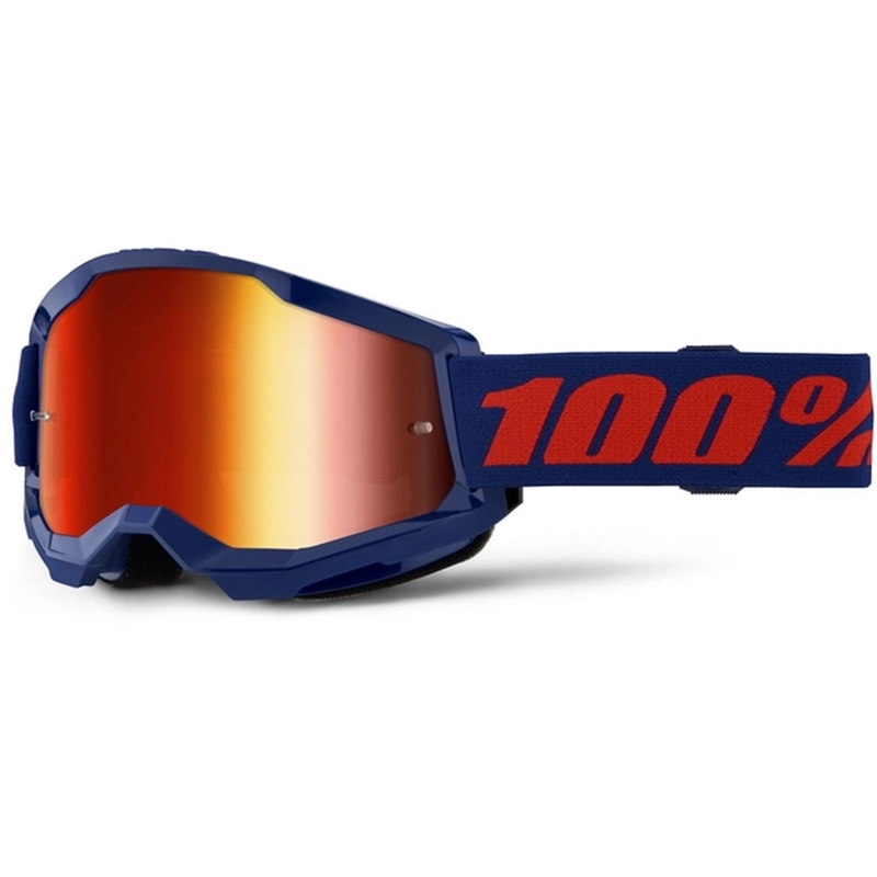 Motocross lasit 100% STRATA 2 Uusi sininen (punainen pleksi)