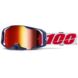 Motocross-lasit 100% ARmatic Mach Z punaisella pleksillä varustettuna.
