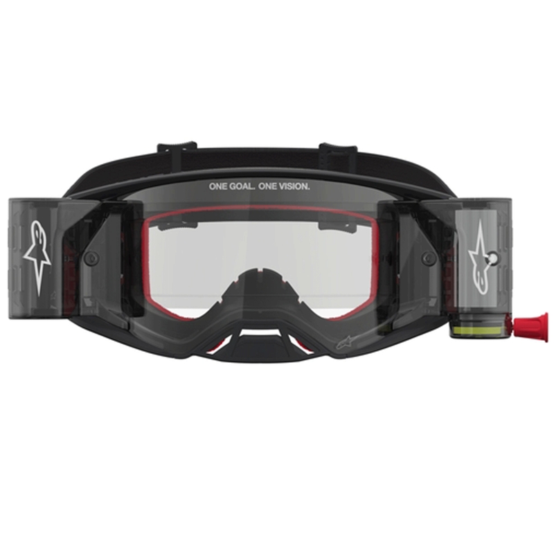 Alpinestars Supertech ROLL-OFF motocrossilasit musta-hopea kirkkaalla pleksilasilla