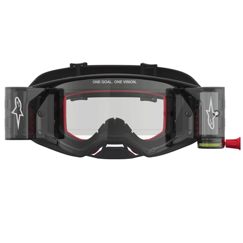 Alpinestars Supertech ROLL-OFF motocrossilasit musta-hopea kirkkaalla pleksilasilla