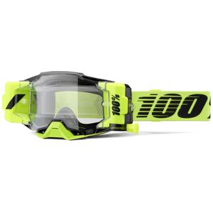 Motocross lasit 100% - USA Armega Forecast fluo-vihreä (kirkas lasi)