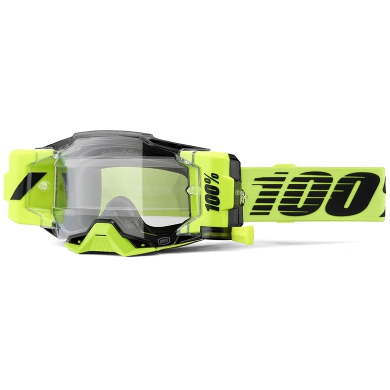 Motocross lasit 100% - USA Armega Forecast fluo-vihreä (kirkas lasi)