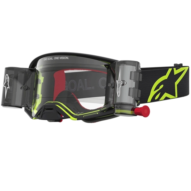 Alpinestars Supertech Firma crossilasit musta-keltainen kirkkaalla pleksilasilla