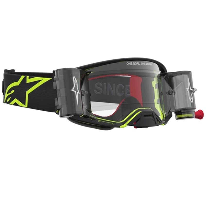 Alpinestars Supertech Firma crossilasit musta-keltainen kirkkaalla pleksilasilla