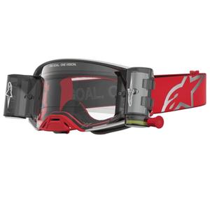 Alpinestars Supertech Firma puna-hopeiset motocrossilasit kirkkaalla pleksilasilla