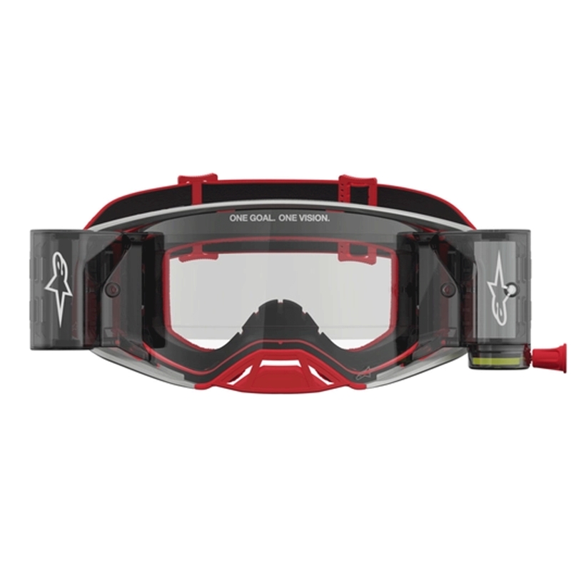 Alpinestars Supertech Firma puna-hopeiset motocrossilasit kirkkaalla pleksilasilla