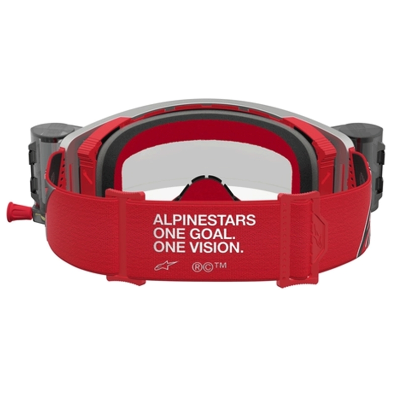 Alpinestars Supertech Firma puna-hopeiset motocrossilasit kirkkaalla pleksilasilla