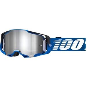 Motocross lasit 100% ARMEGA Rockchuck musta-valko-sininen (hopea plexi)