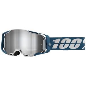 Motocross lasit 100% ARMEGA Albar harmaa-sininen (hopea plexi)
