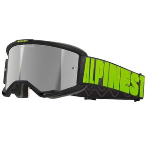 Alpinestars Vision 5 Hollow harmaa-fluokankeltaiset motocrosslasit hopeisella peiliplexillä varustettuna.