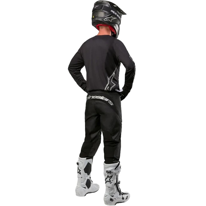 Alpinestars Fluid Graphite Motocross-housut musta ja hopea