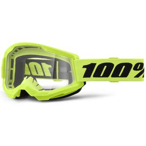 Lasten motocross lasit 100% STRATA 2 neon keltainen kirkas pleksi