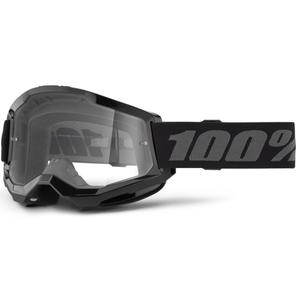 Lasten motocrosslasit 100% STRATA 2 musta kirkas pleksi 100% STRATA 2 musta kirkas pleksi