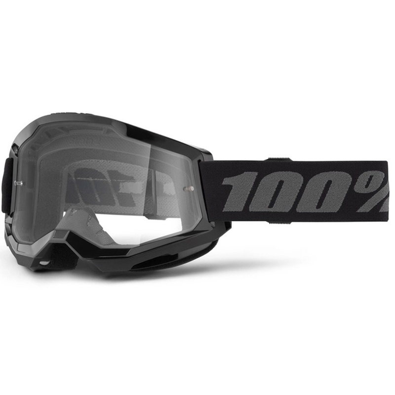 Lasten motocrosslasit 100% STRATA 2 musta kirkas pleksi 100% STRATA 2 musta kirkas pleksi