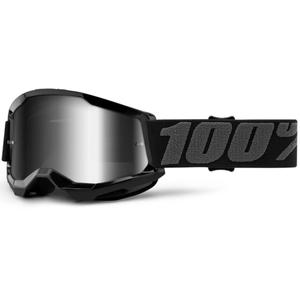 Lasten motocrosslasit 100% STRATA 2 musta (hopea peilattu pleksi)