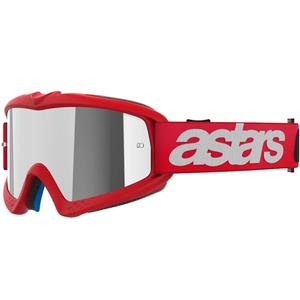 Alpinestars Vision Youth Blaze punainen lasten motocrosslasit hopeisella peililinssillä varustettuna.