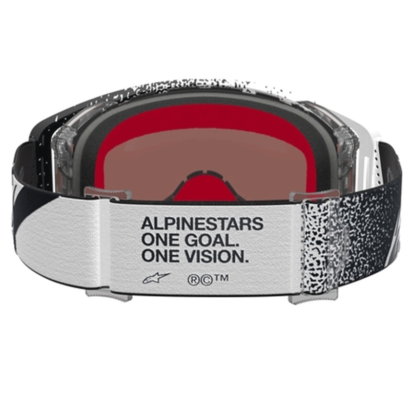 Alpinestars Supertech motocrossilasit, valko-musta, peilipinta hopeanvärisellä pleksilasilla