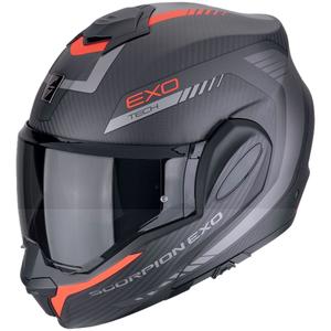 Taitettava moottoripyöräilykypärä Scorpion EXO-TECH EVO CARBON COSY matta musta-punainen - II. laatu